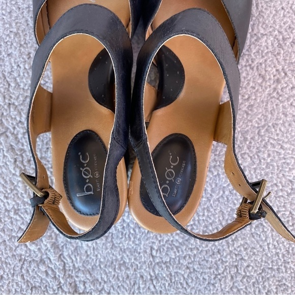 BOC Born Concept Emmeline Black Leather Strap Block Heels Sz 9 M - Picture 4 of 15